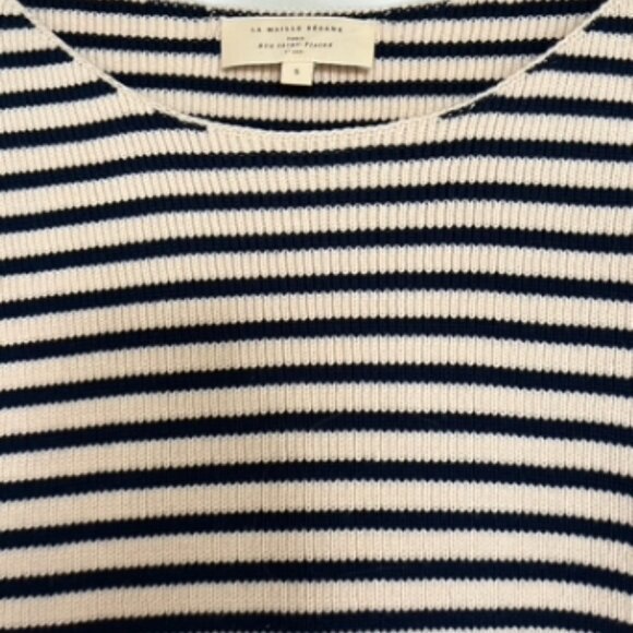 Sezane Daisy Jumper - Natural / Navy - Organic Cotton - Picture 4 of 5